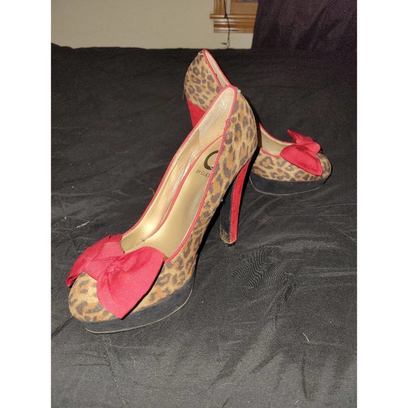 G By Guess Cheeta and Red Accent Heels - Picture 2 of 2